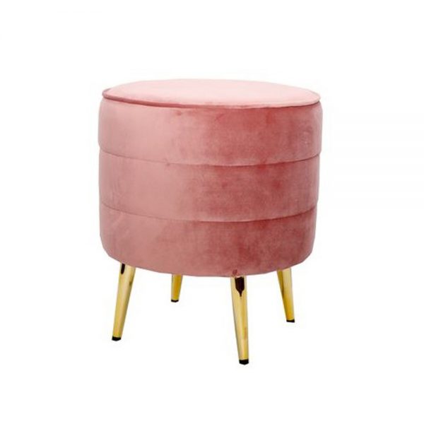 Brandani – Pouf Cipria Velluto Zampe Oro Metal