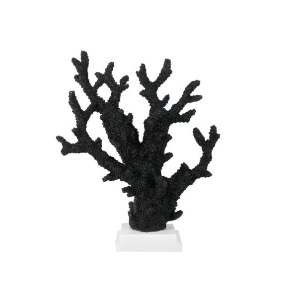 Scultura Corallo in resina color nero con base Bianca Fancy Home Collection, perfetta come idea regalo home decor