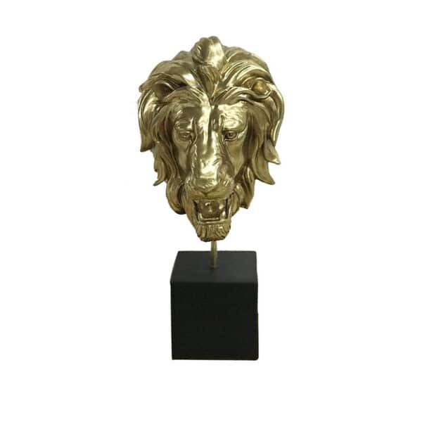 Scultura raffigurante una testa di leone della collezione Fancy Home collection, color oro.