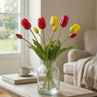 Bouquet di tulipani da 5 pezzi con foglie H48 EDG