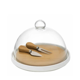 tagliere porcellana bamboo e cupola in vetro Brandani