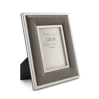 Portafoto Acciaio In Pelle Tortora