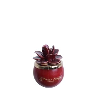 Candela con rosa in ceramica tonda pienne