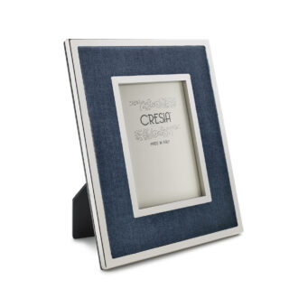 Portafoto Acciaio Tessuto Velluto Blu