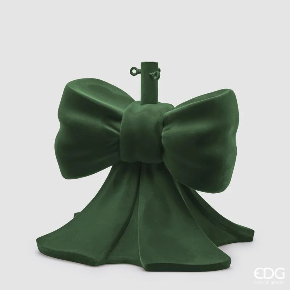EDG Base Albero Natale Fiocco Velluto Verde H45 cm Resina Lusso