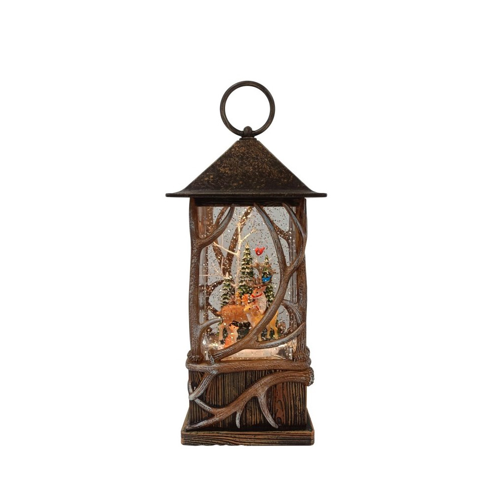 Lanterna Natalizia A LED Bianca Shabby Chic Con 3 Candele - 14x14x29 Cm