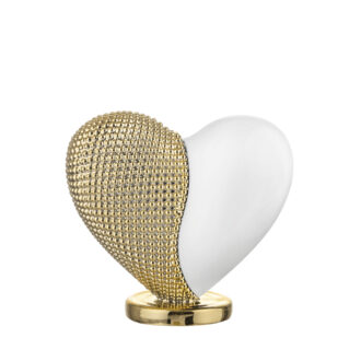 Cuore in marmorino Bongelli bianco e oro effetto puntellato