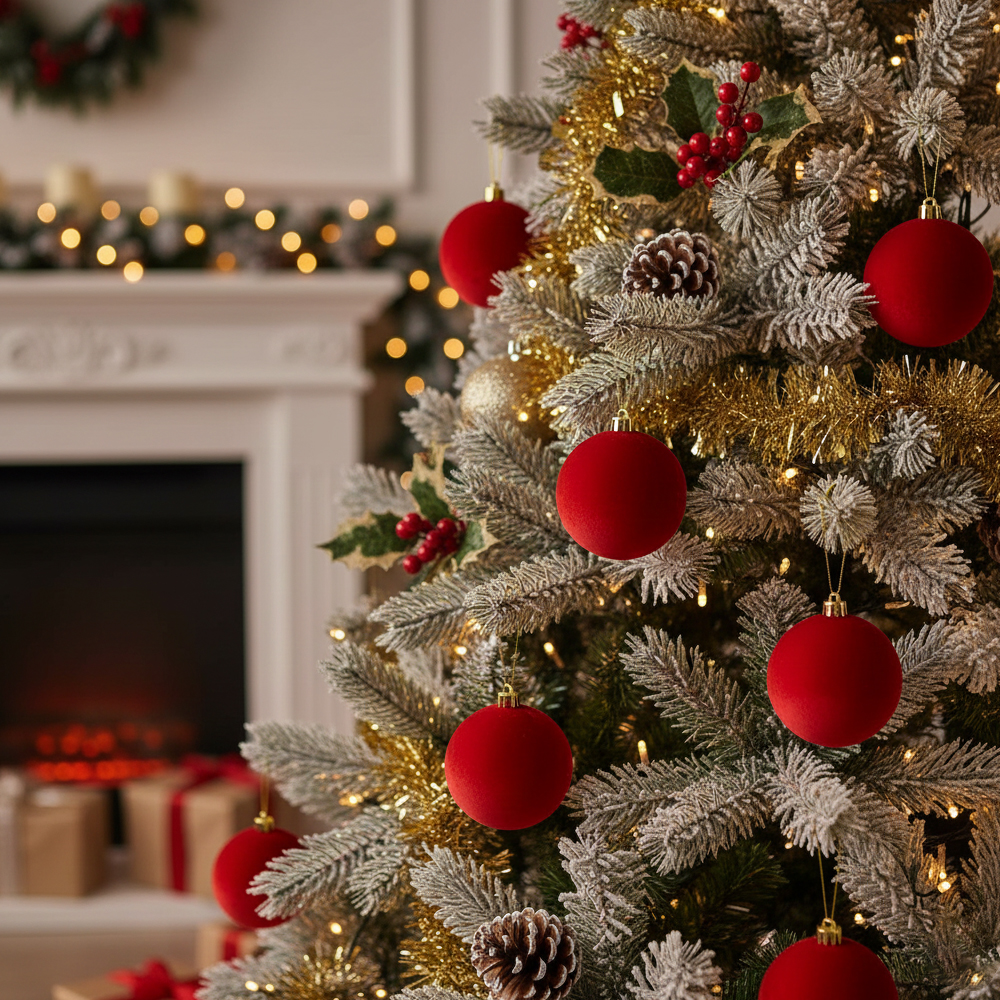 Sfere in velluto rosse Le Stelle D. 6 cm.