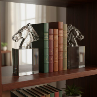 Fermalibri testa cavalo cristallo trasparente Fancy