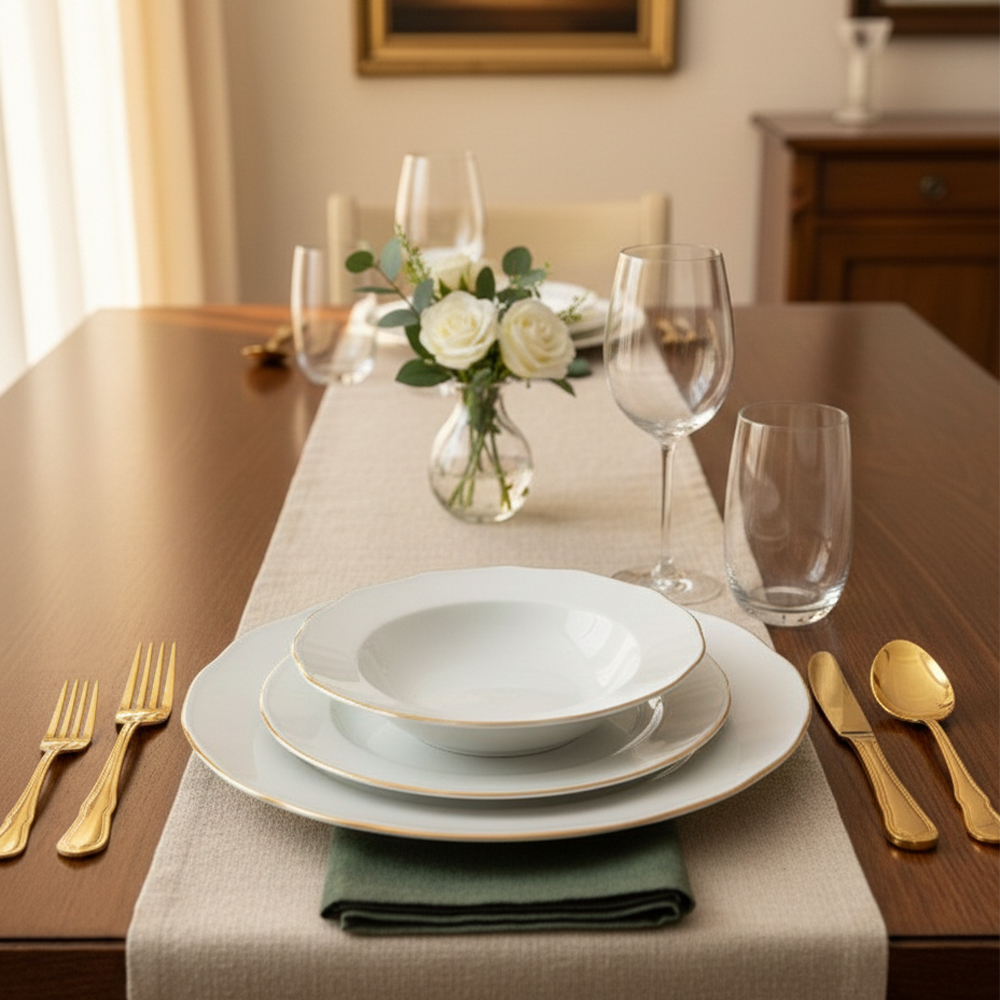 Servizio Piatti Reyna Filo Oro Fade