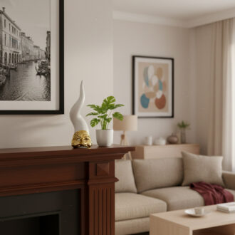 Corno con maschera Bianco Bongelli