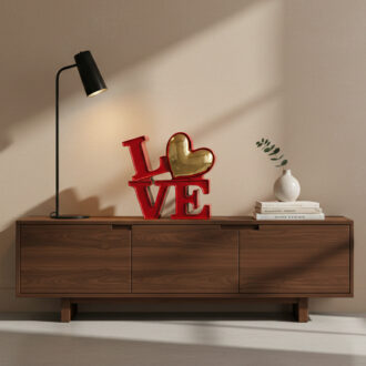 Scritta Love Rossa Dettaglio Oro Bongelli