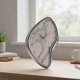 Orologio Sagomato Effetto Marmo Bianco Piccolo