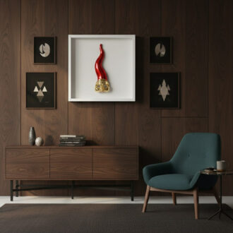 Quadro Corno rosso con maschera oro Bongelli