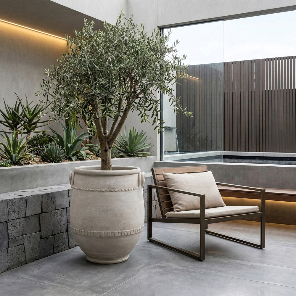 Vaso Anfora Beige Basso