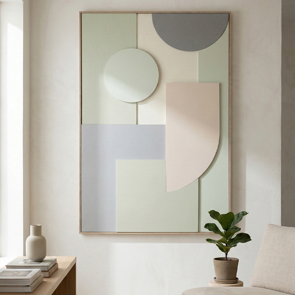 Tela Astratta Con Rilievo Turchese