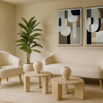 Tavolino da caffè in MDF effetto Travertino Garpe