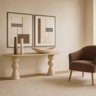 Console Beige Mdf Con Piano Effetto Legno Garpe