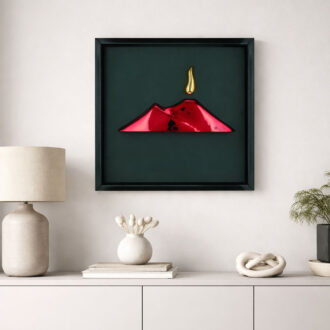 Quadro Vesuvio rosso base nera Vulcanici Bongelli
