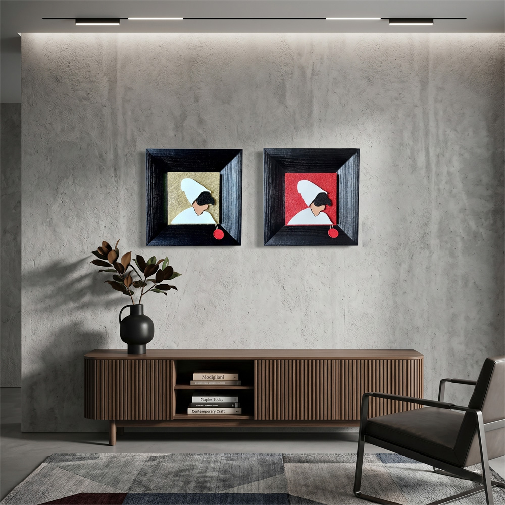 Quadro Pulcinella Cornice Nera 21x21