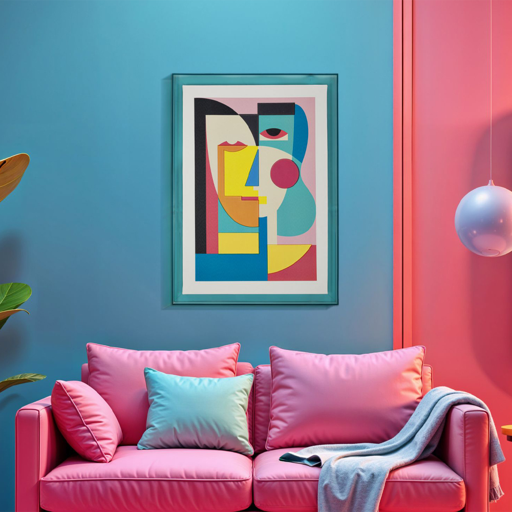 Tela Picassy Cornice Neon Blu II